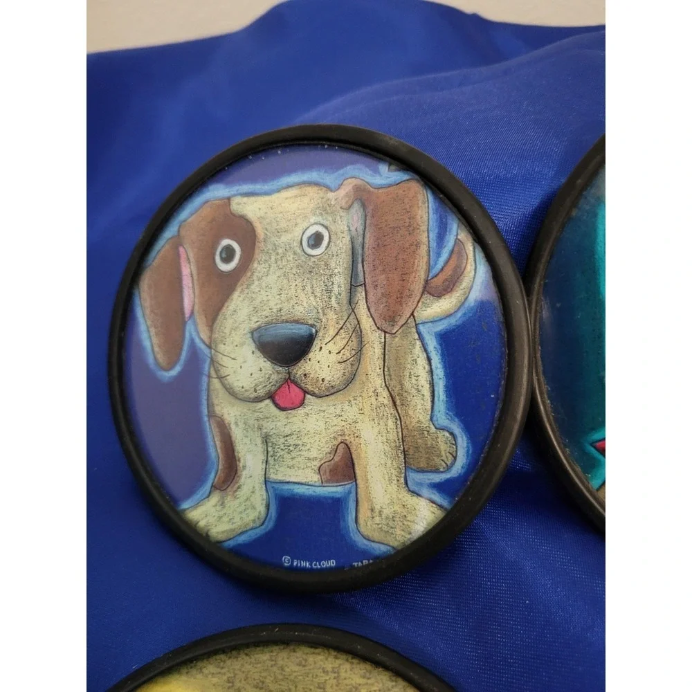 Dog Coasters Set of 4 Puppies Drinks Coasters for Coffee Table